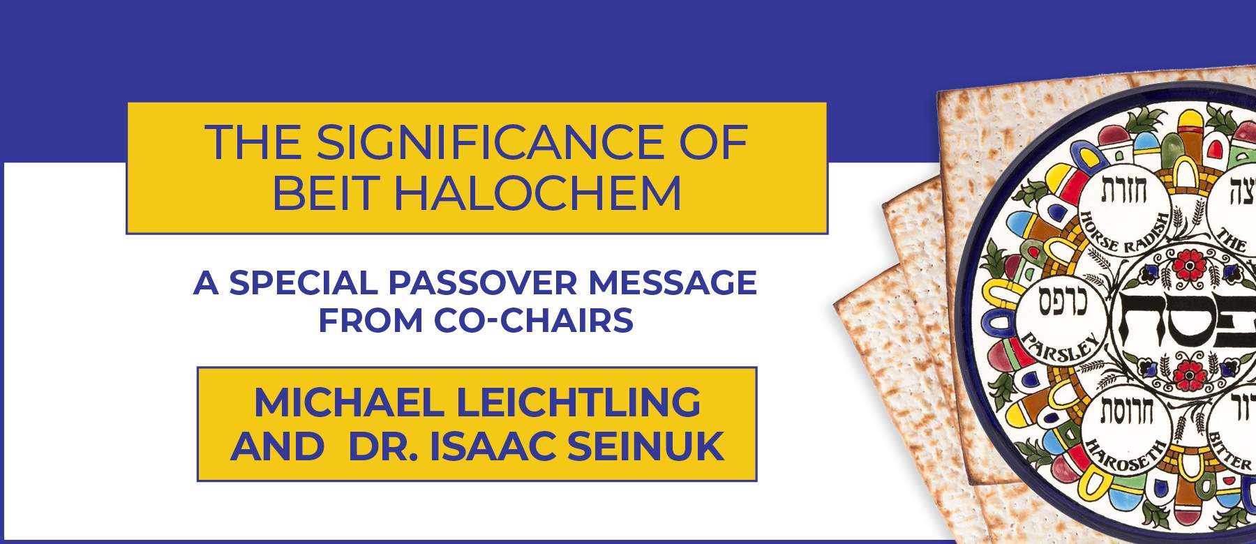 The significance of Beit Halochem with a Seder plate and matzah